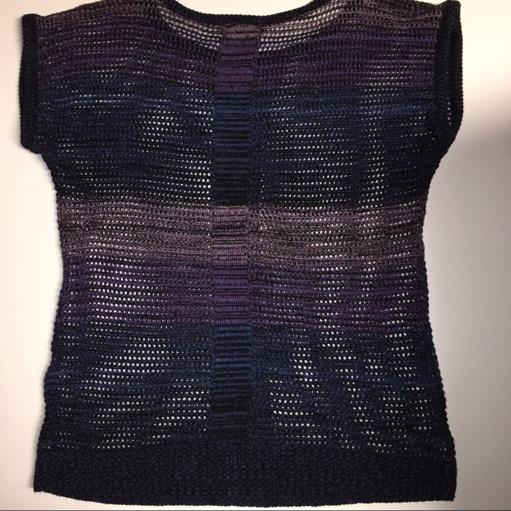 New Directions Women Knit Purple/Blue Pullover 1X